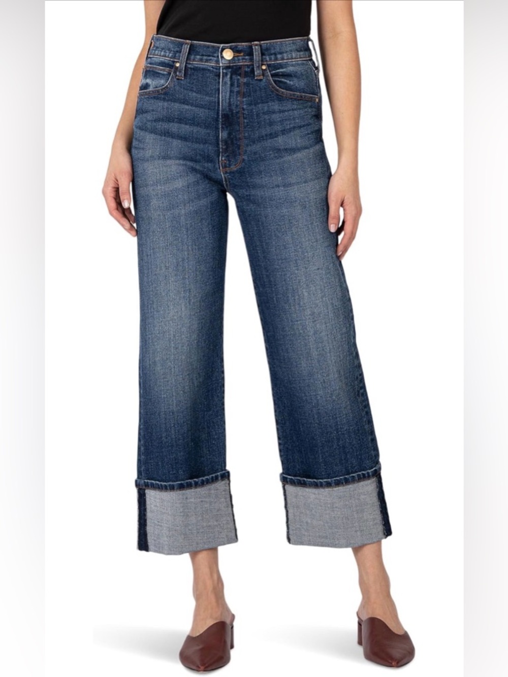 Kut from the Kloth Sienna High Rise Wide Leg Cuff – 10 – Unspeakable – Like New